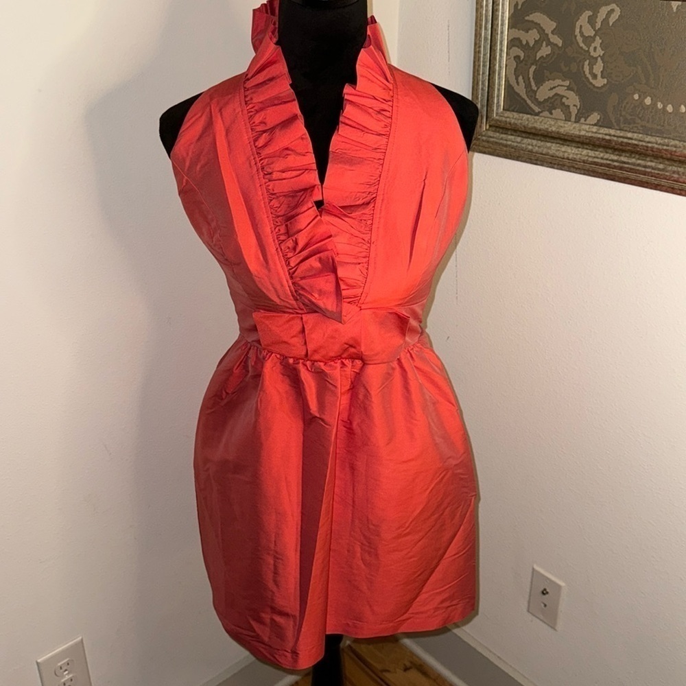 Alfred Sung‎ ruffle Halter Retro style D470 special occasion dress Sz 6